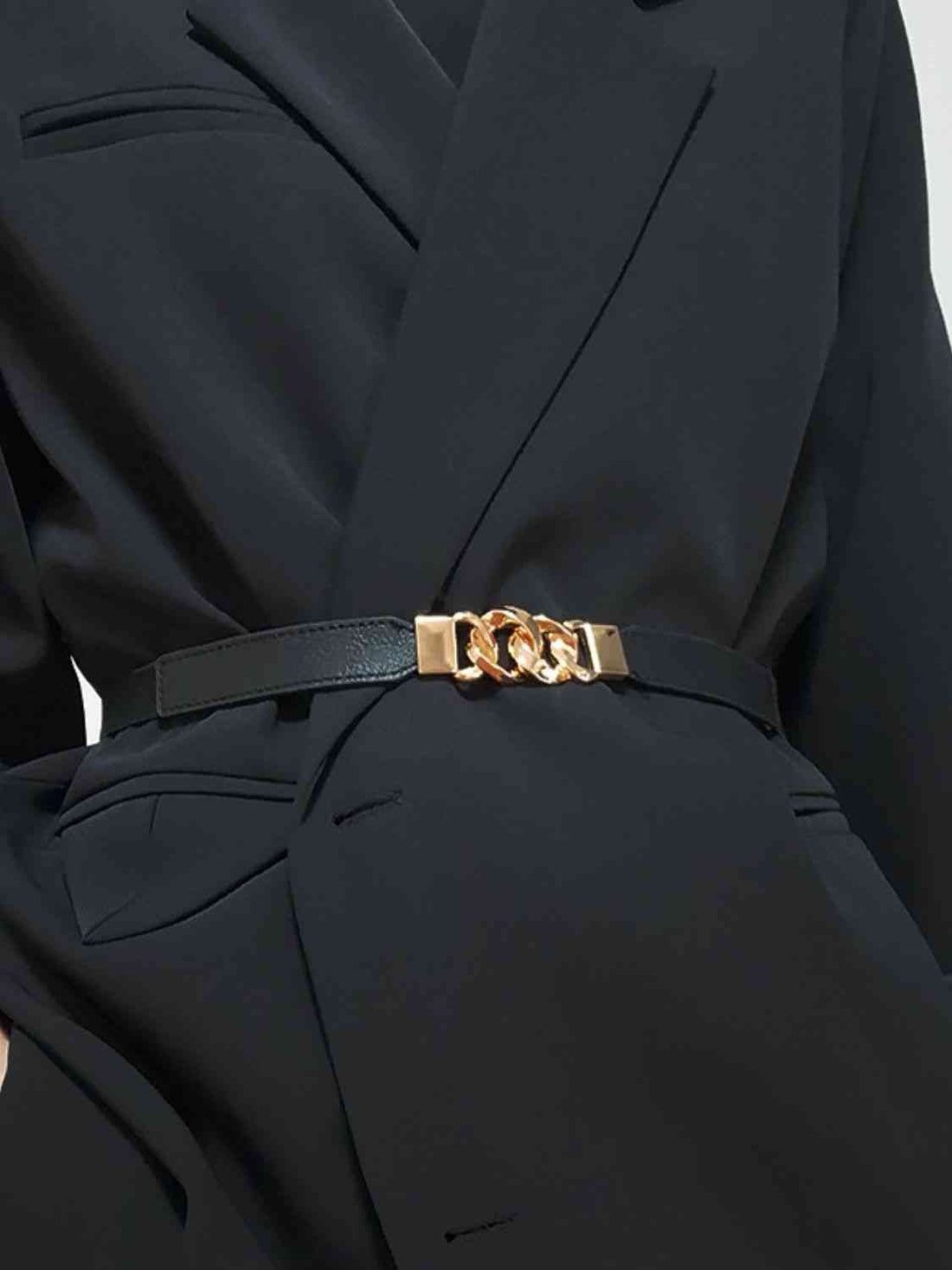 ChicFlex Elegance: Elastic PU Belt with Zinc Alloy Buckle