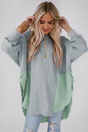 Luxe Contrast Chic Long Sleeve Blouse