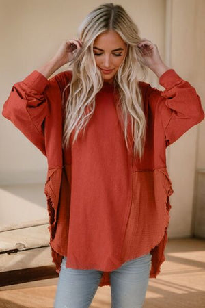 Luxe Contrast Chic Long Sleeve Blouse