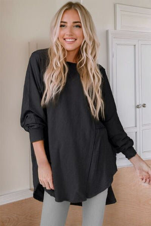 Luxe Contrast Chic Long Sleeve Blouse