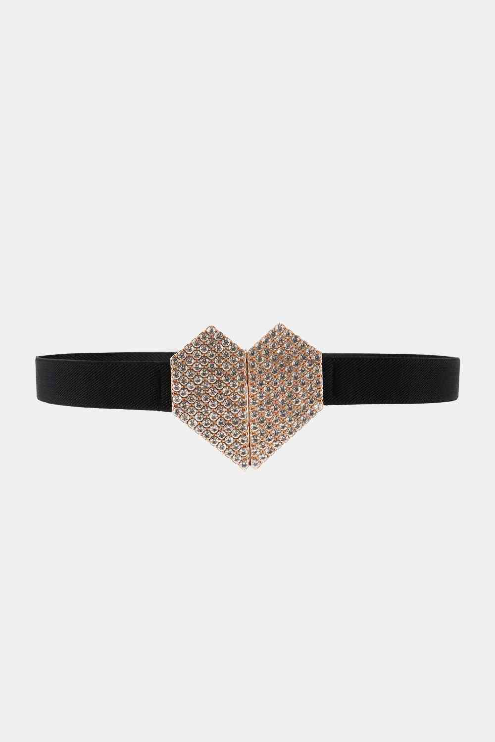 Heartfelt Glamour: Rhinestone Adorned Elastic Belt