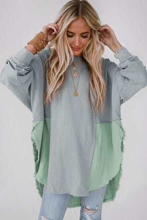 Luxe Contrast Chic Long Sleeve Blouse